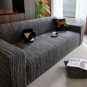High Stretch Couch Slipcover with Abstract Stripe, Washable Non-Slip Cover for Dogs