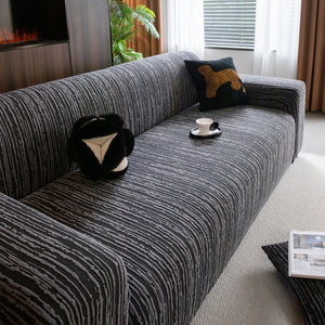 High Stretch Couch Slipcover with Abstract Stripe, Washable Non-Slip Cover for Dogs