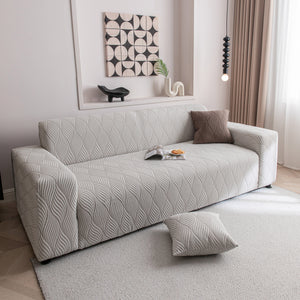 Modern Wavy Jacquard Sofa Slipcover, High Stretch Sofa Cover with 3D Organic Texture