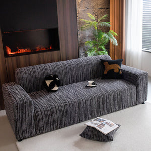 High Stretch Couch Slipcover with Abstract Stripe, Washable Non-Slip Cover for Dogs