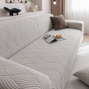 Modern Wavy Jacquard Sofa Slipcover, High Stretch Sofa Cover with 3D Organic Texture