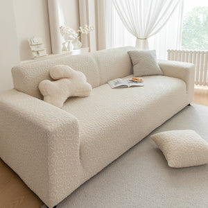 High Stretch Jacquard Sofa Slipcover, Soft Spandex Textured Floral Couch Cover