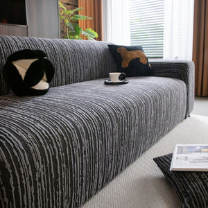 High Stretch Couch Slipcover with Abstract Stripe, Washable Non-Slip Cover for Dogs