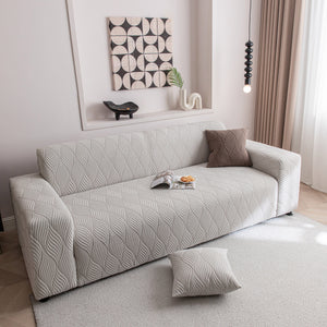 Modern Wavy Jacquard Sofa Slipcover, High Stretch Sofa Cover with 3D Organic Texture
