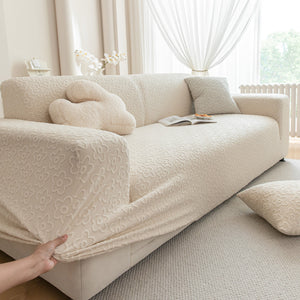 High Stretch Jacquard Sofa Slipcover, Soft Spandex Textured Floral Couch Cover