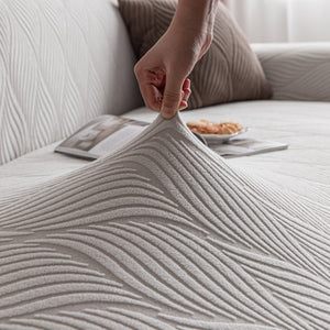 Modern Wavy Jacquard Sofa Slipcover, High Stretch Sofa Cover with 3D Organic Texture