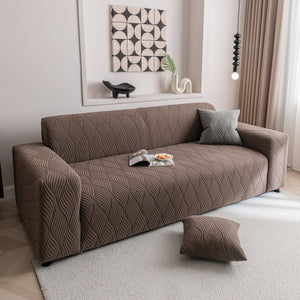 Modern Wavy Jacquard Sofa Slipcover, High Stretch Sofa Cover with 3D Organic Texture