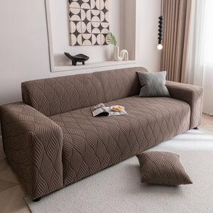 Modern Wavy Jacquard Sofa Slipcover, High Stretch Sofa Cover with 3D Organic Texture