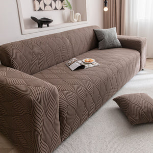 Modern Wavy Jacquard Sofa Slipcover, High Stretch Sofa Cover with 3D Organic Texture