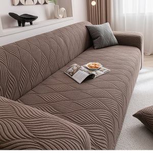 Modern Wavy Jacquard Sofa Slipcover, High Stretch Sofa Cover with 3D Organic Texture