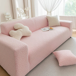 High Stretch Jacquard Sofa Slipcover, Soft Spandex Textured Floral Couch Cover