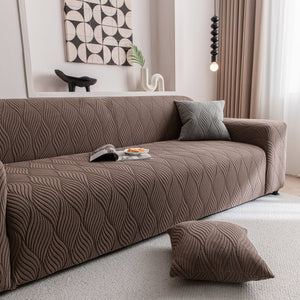 Modern Wavy Jacquard Sofa Slipcover, High Stretch Sofa Cover with 3D Organic Texture