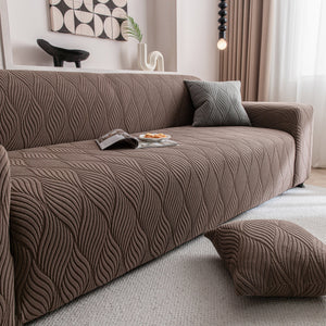 Modern Wavy Jacquard Sofa Slipcover, High Stretch Sofa Cover with 3D Organic Texture