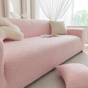 High Stretch Jacquard Sofa Slipcover, Soft Spandex Textured Floral Couch Cover