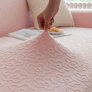 High Stretch Jacquard Sofa Slipcover, Soft Spandex Textured Floral Couch Cover