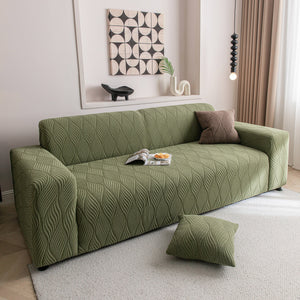 Modern Wavy Jacquard Sofa Slipcover, High Stretch Sofa Cover with 3D Organic Texture