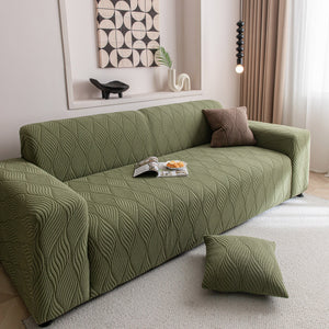 Modern Wavy Jacquard Sofa Slipcover, High Stretch Sofa Cover with 3D Organic Texture