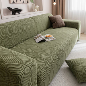Modern Wavy Jacquard Sofa Slipcover, High Stretch Sofa Cover with 3D Organic Texture