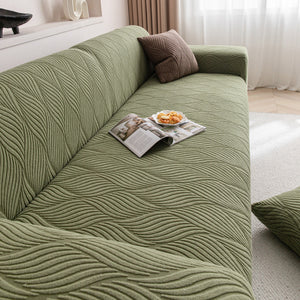 Modern Wavy Jacquard Sofa Slipcover, High Stretch Sofa Cover with 3D Organic Texture