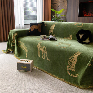 Leopard Sofa Cover Blanket Stylish Furniture Protector Throw for Couches & Loveseats