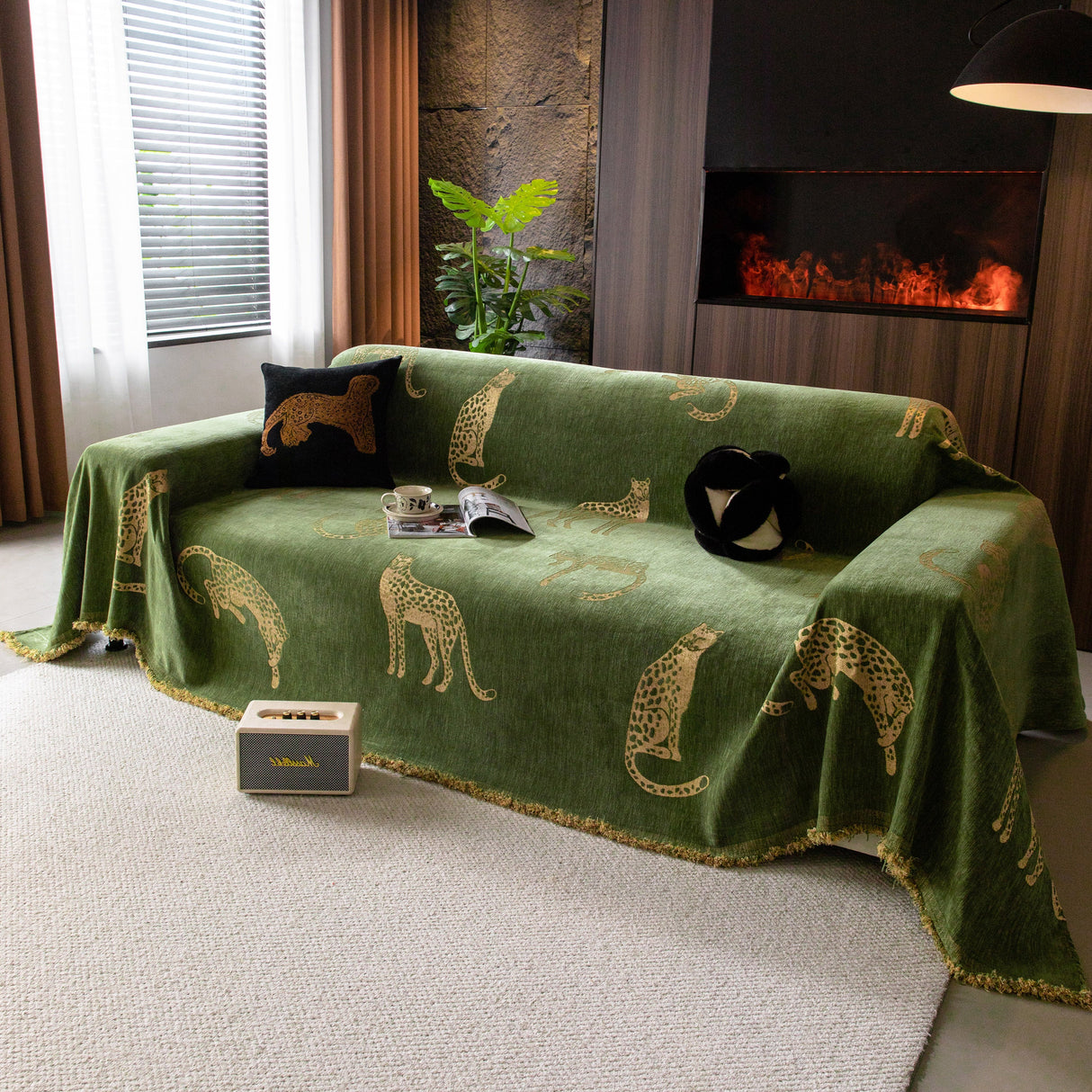 Leopard Sofa Cover Blanket Stylish Furniture Protector Throw for Couches & Loveseats