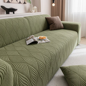 Modern Wavy Jacquard Sofa Slipcover, High Stretch Sofa Cover with 3D Organic Texture