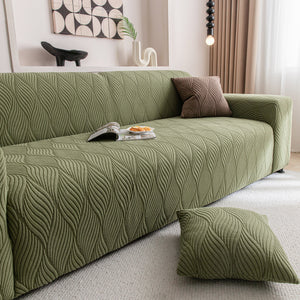 Modern Wavy Jacquard Sofa Slipcover, High Stretch Sofa Cover with 3D Organic Texture