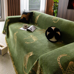 Leopard Sofa Cover Blanket Stylish Furniture Protector Throw for Couches & Loveseats