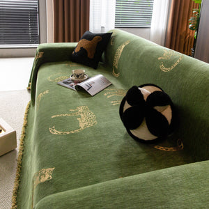 Leopard Sofa Cover Blanket Stylish Furniture Protector Throw for Couches & Loveseats