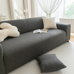 High Stretch Jacquard Sofa Slipcover, Soft Spandex Textured Floral Couch Cover