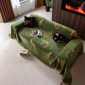 Leopard Sofa Cover Blanket Stylish Furniture Protector Throw for Couches & Loveseats