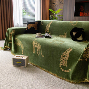 Leopard Sofa Cover Blanket Stylish Furniture Protector Throw for Couches & Loveseats