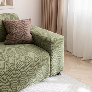 Modern Wavy Jacquard Sofa Slipcover, High Stretch Sofa Cover with 3D Organic Texture