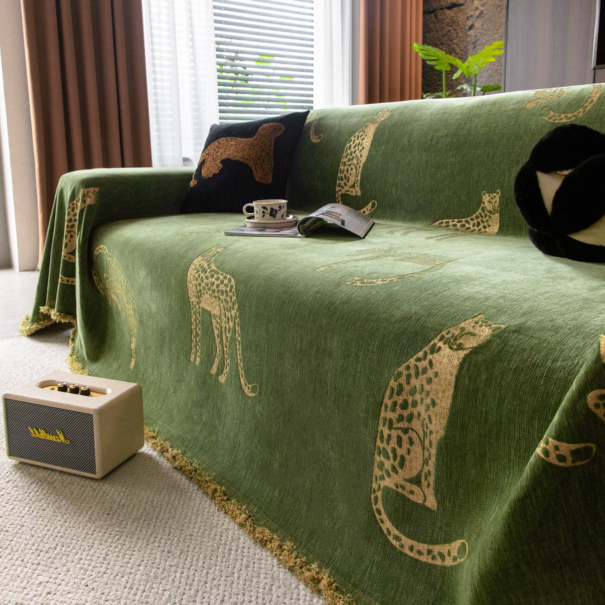 Leopard Sofa Cover Blanket Stylish Furniture Protector Throw for Couches & Loveseats