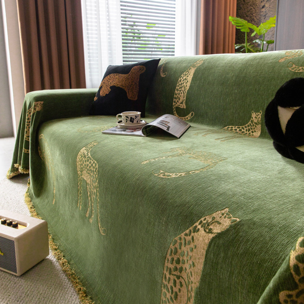 Leopard Sofa Cover Blanket Stylish Furniture Protector Throw for Couches & Loveseats