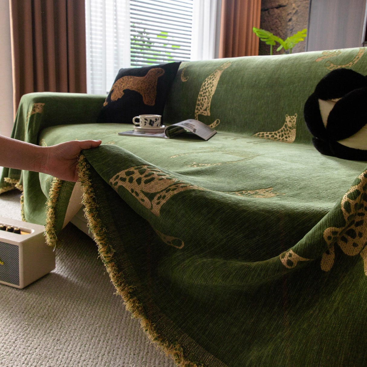 Leopard Sofa Cover Blanket Stylish Furniture Protector Throw for Couches & Loveseats