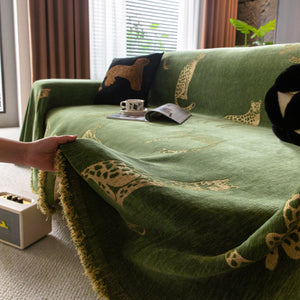 Leopard Sofa Cover Blanket Stylish Furniture Protector Throw for Couches & Loveseats