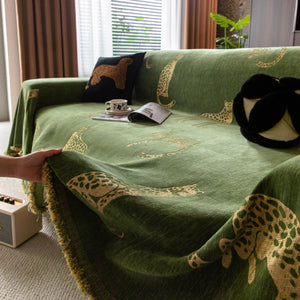 Leopard Sofa Cover Blanket Stylish Furniture Protector Throw for Couches & Loveseats