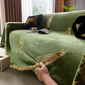Leopard Sofa Cover Blanket Stylish Furniture Protector Throw for Couches & Loveseats