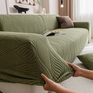 Modern Wavy Jacquard Sofa Slipcover, High Stretch Sofa Cover with 3D Organic Texture
