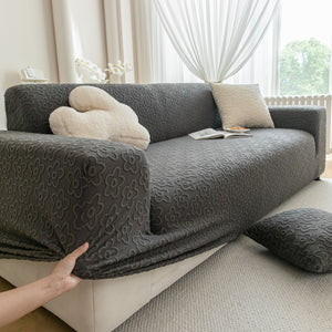 High Stretch Jacquard Sofa Slipcover, Soft Spandex Textured Floral Couch Cover