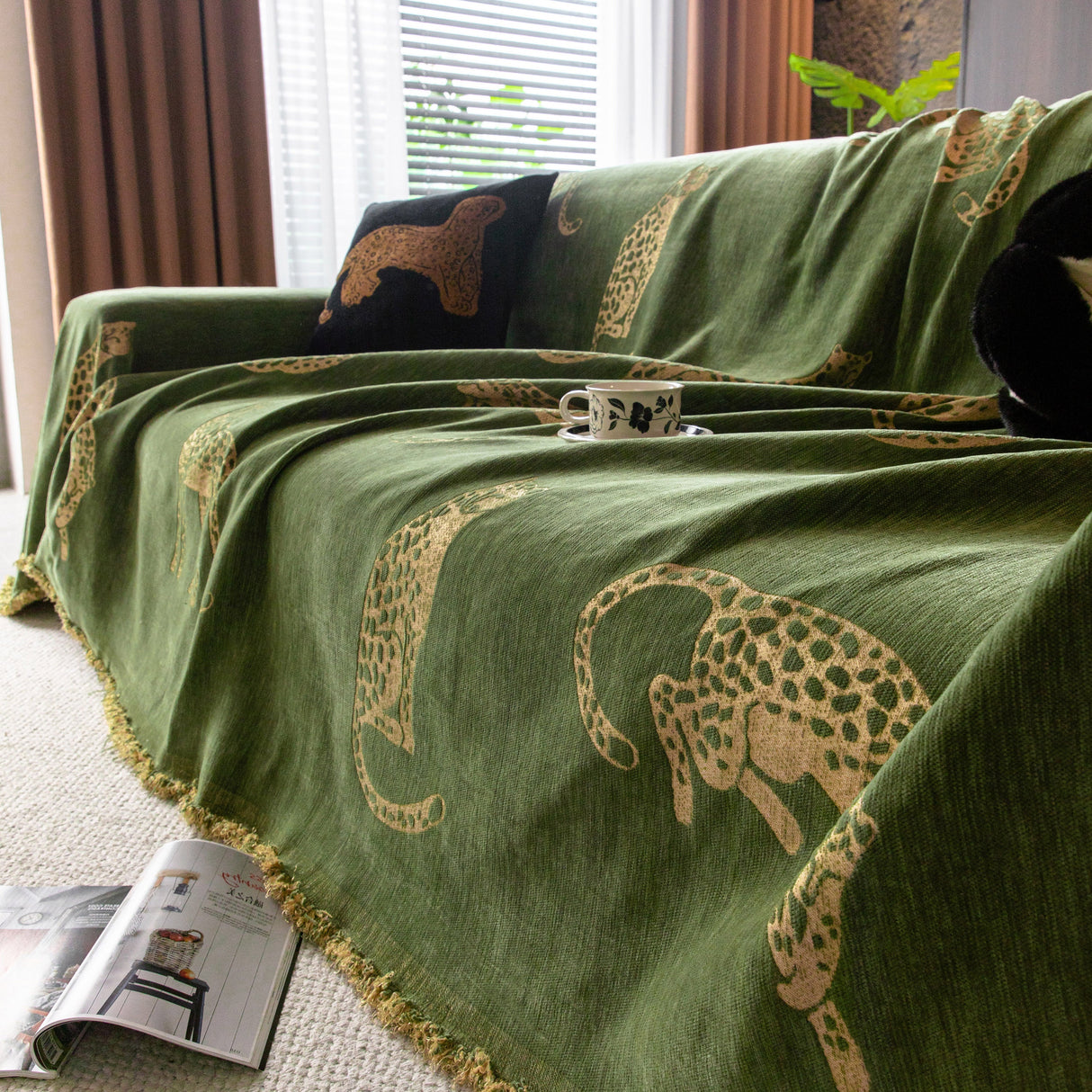 Leopard Sofa Cover Blanket Stylish Furniture Protector Throw for Couches & Loveseats