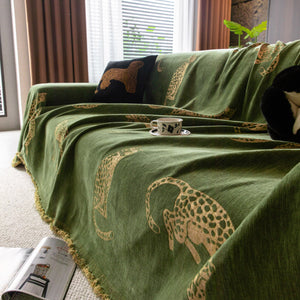 Leopard Sofa Cover Blanket Stylish Furniture Protector Throw for Couches & Loveseats