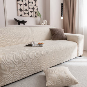 Modern Wavy Jacquard Sofa Slipcover, High Stretch Sofa Cover with 3D Organic Texture