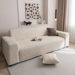 Modern Wavy Jacquard Sofa Slipcover, High Stretch Sofa Cover with 3D Organic Texture