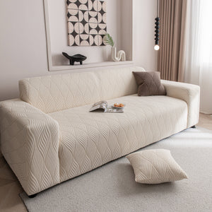 Modern Wavy Jacquard Sofa Slipcover, High Stretch Sofa Cover with 3D Organic Texture