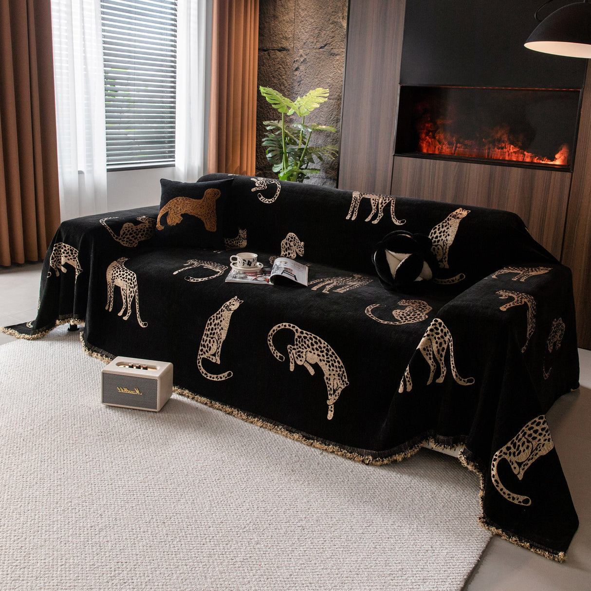 Leopard Sofa Cover Blanket Stylish Furniture Protector Throw for Couches & Loveseats