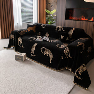 Leopard Sofa Cover Blanket Stylish Furniture Protector Throw for Couches & Loveseats