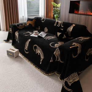 Leopard Sofa Cover Blanket Stylish Furniture Protector Throw for Couches & Loveseats