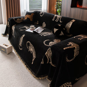 Leopard Sofa Cover Blanket Stylish Furniture Protector Throw for Couches & Loveseats